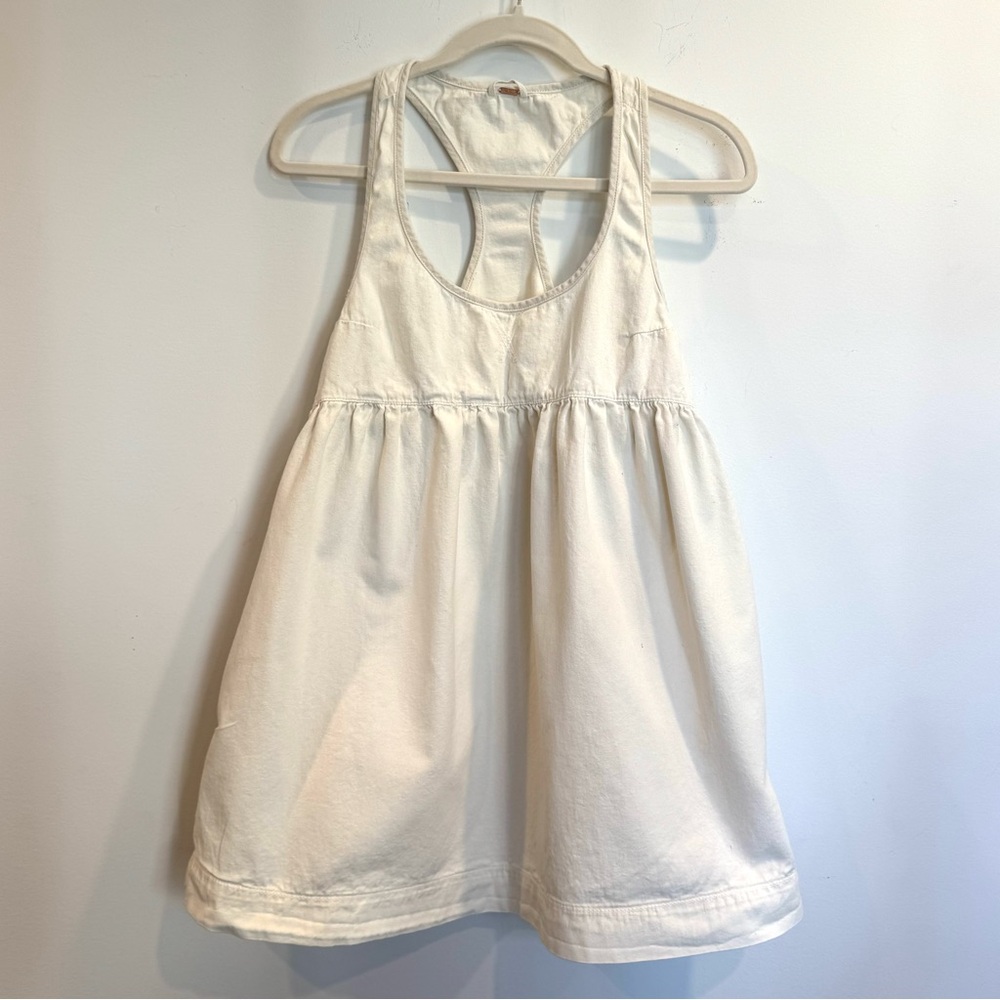 Free People Cream Ivory 100% Cotton Tank Dress Tunic XS S
